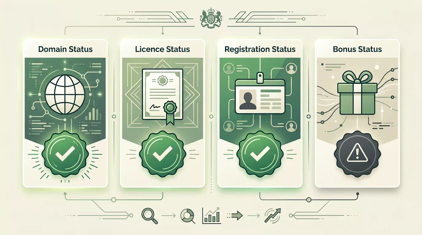UKGC status checklist concept for the Rhino Bet domain, licence and registration evidence